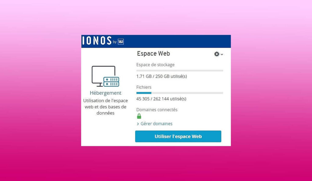 Découvrir l'interface de l'espace web Ionos