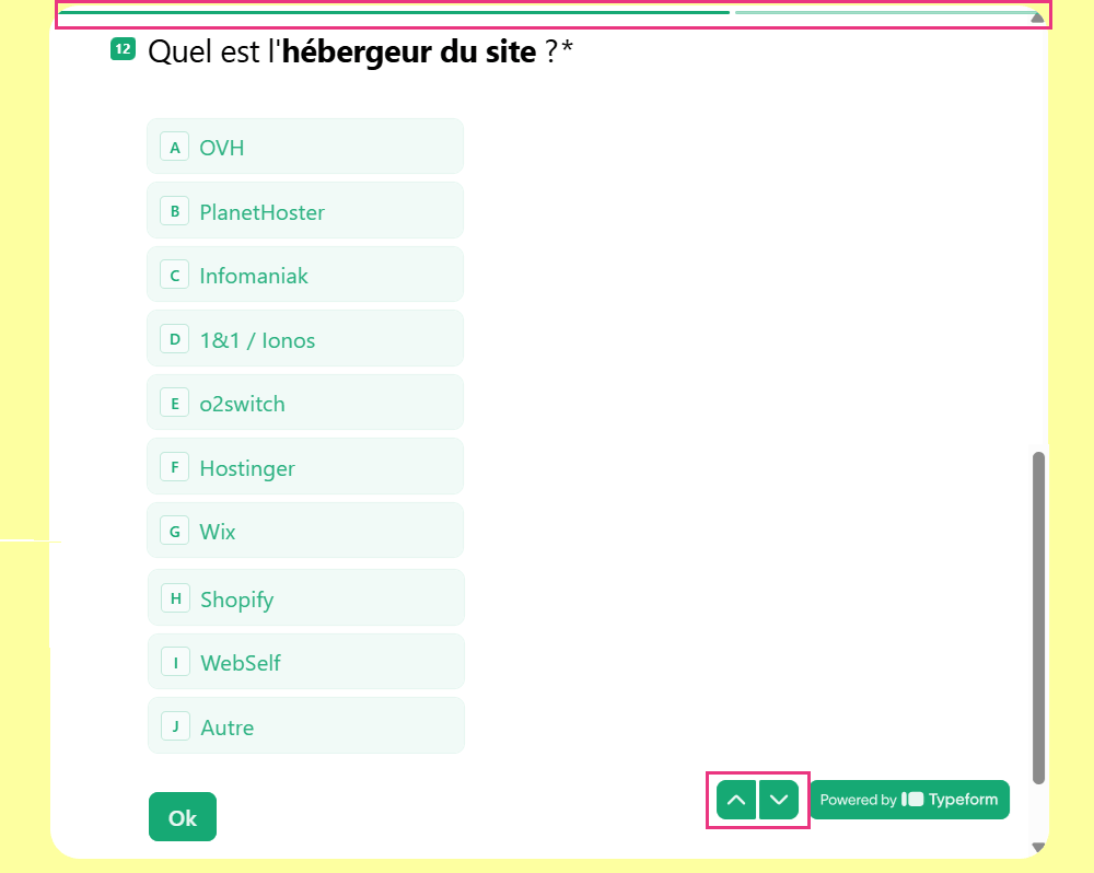 Formulaire Legalstart mentions légales coordonnées de l'hébergeur du site prérenseignées