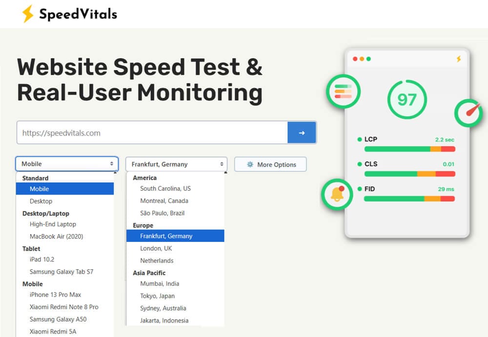 SpeedVitals outil de test de vitesse de site Web SpeedVitals outil de test de vitesse de site Web