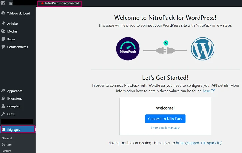 installation NitroPack site WordPress