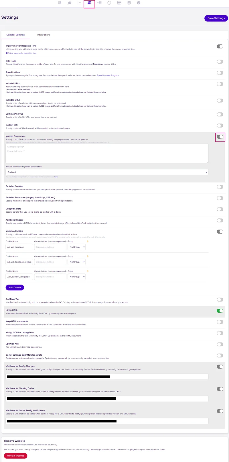 réglages manuels optimisation site WordPress NitroPack