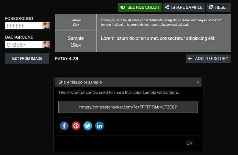 contrast checker test daltonisme et partage