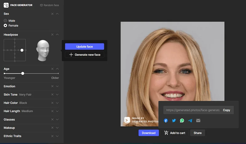 face generator partage création photo persona
