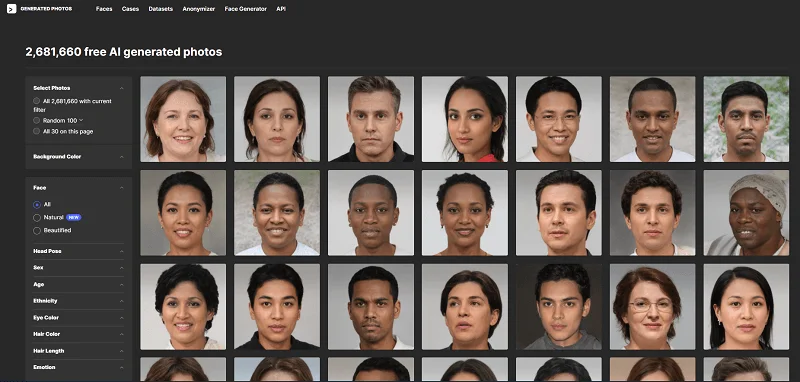 generated photos faces générateur de photos personas par l'IA