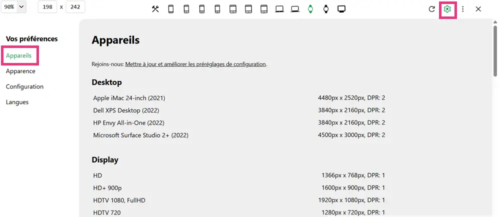 Viewport Resizer ajouter des appareils pour test responsive