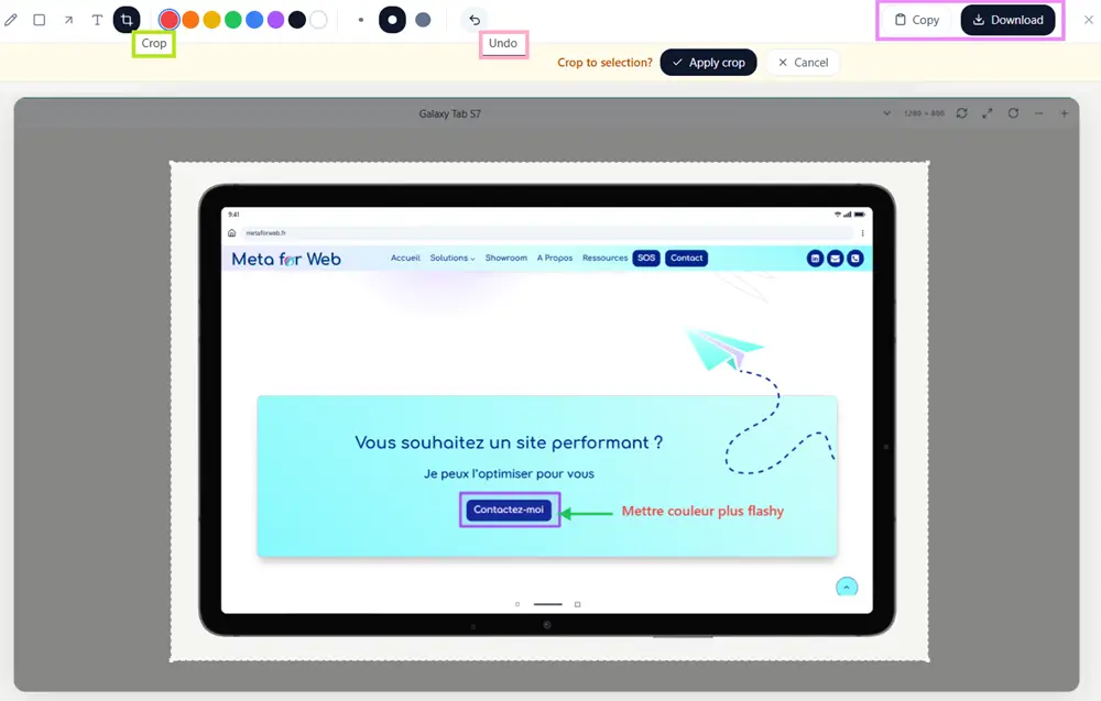 outil de capture et d'annotations de Mobile View & Responsive Tester