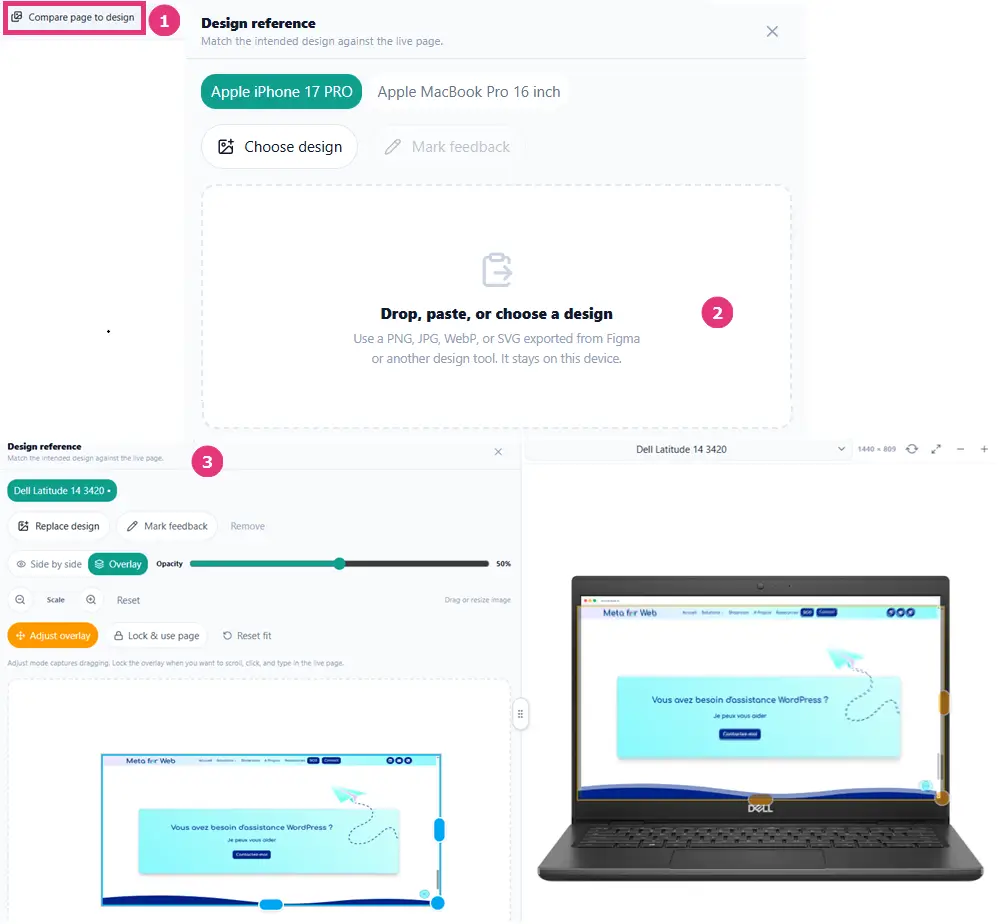 outil comparaison maquette et vue appareil Mobile View & Responsive Tester