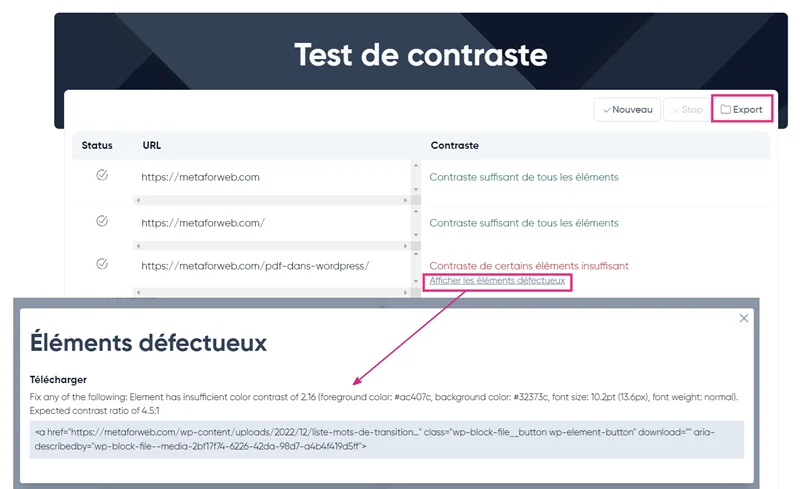 résultats test de contraste EXPERTE.com