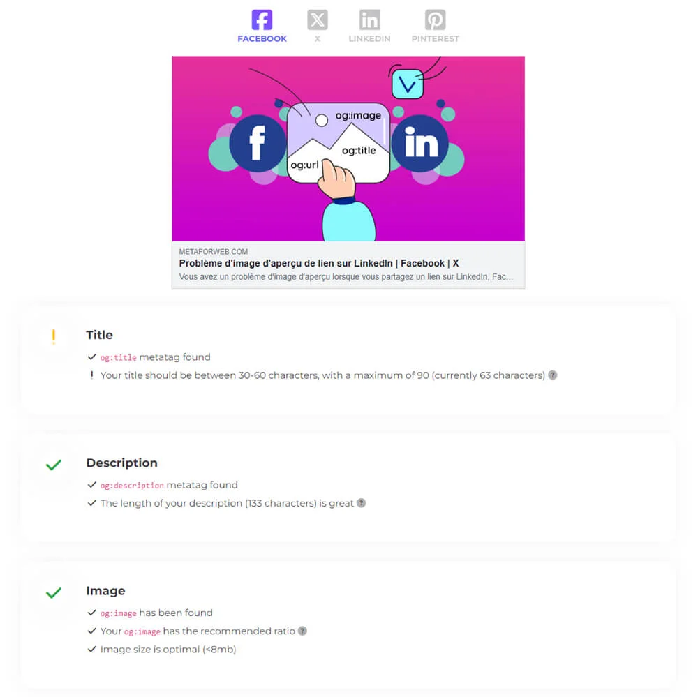 Social Share Preview aperçu avant partage sur Facebook