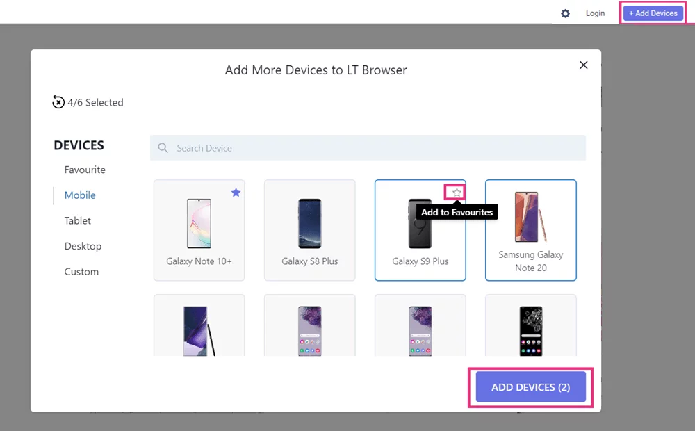 Ajouter un appareil pour tester le responsive du site en local avec LT Browser