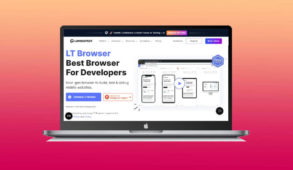LT Browser 2.0 de Lambdatest, l'application de bureau pour des tests site responsive en local
