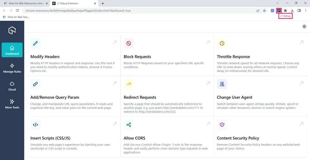 LT Debug extension Chrome