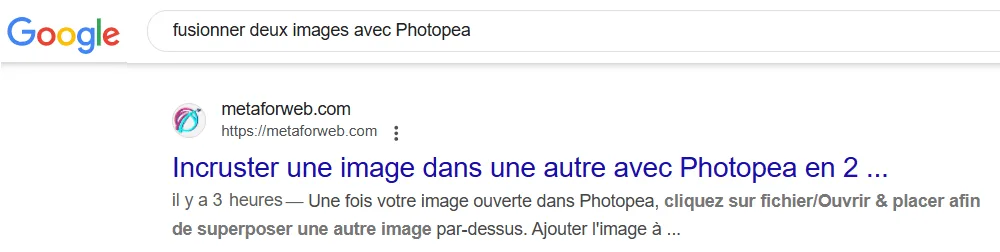 Recherche par mot-clé pour voir si l'article est indexé sur Google