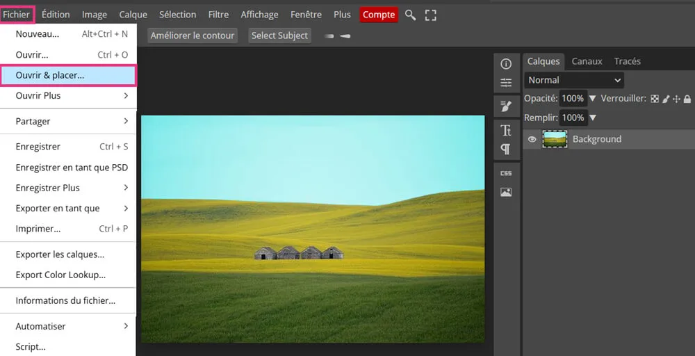 Ajouter l'image à incruster dans l'autre image avec Photopea Ajouter l'image à incruster dans l'autre image avec Photopea