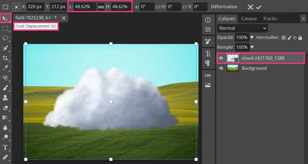 Image superposée sur une autre image dans Photopea Image superposée sur une autre image dans Photopea