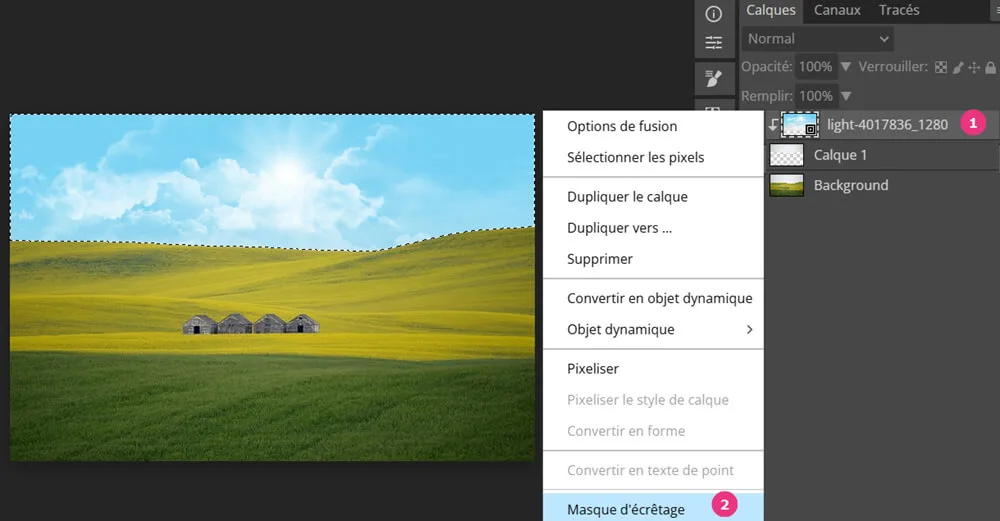 Superposition d'image avec masque d'écrêtage dans Photopea Superposition d'image avec masque d'écrêtage dans Photopea